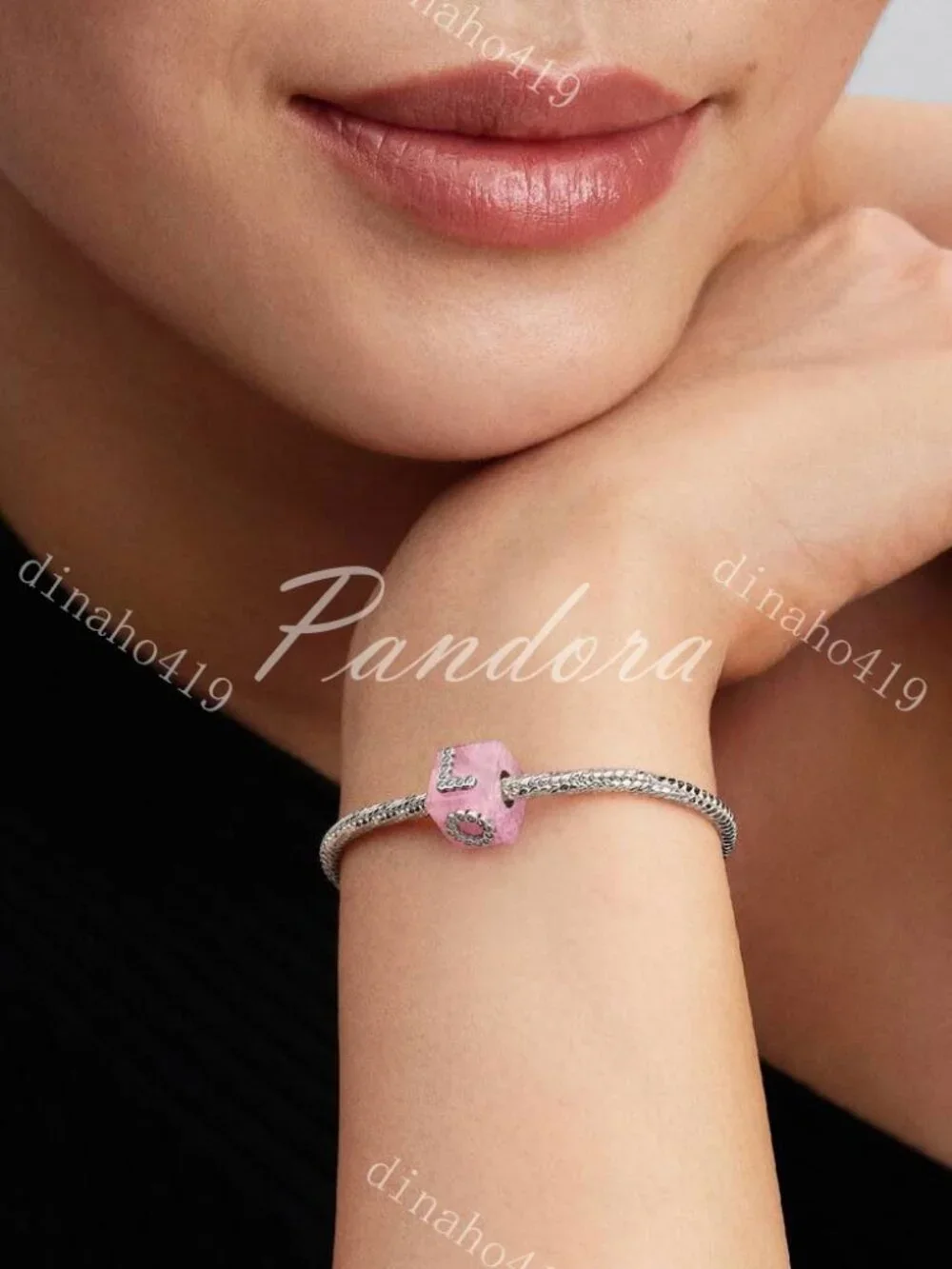 Pandora Pink Murano Glass Love Cube Charm